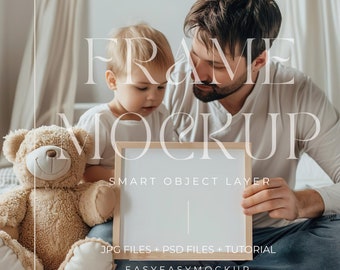 Nursery Frame Mockup for Baby Boy Room | Digital Kids Interior Decor | Printable Nursery Wall Art & Mockups, Frame Mockup PSD File Photoshop