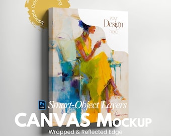 5:7 Canvas Mockup PSD – Vertikale Leinwandvorlage mit Smart Objekt Ebene – hochauflösendes Wand-Kunst-Mockup für Photoshop & Photopea