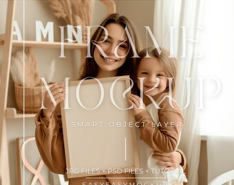 Nursery Frame Mockup for Baby Boy Room | Digital Kids Interior Decor | Printable Nursery Wall Art & Mockups, Frame Mockup PSD File Photoshop
