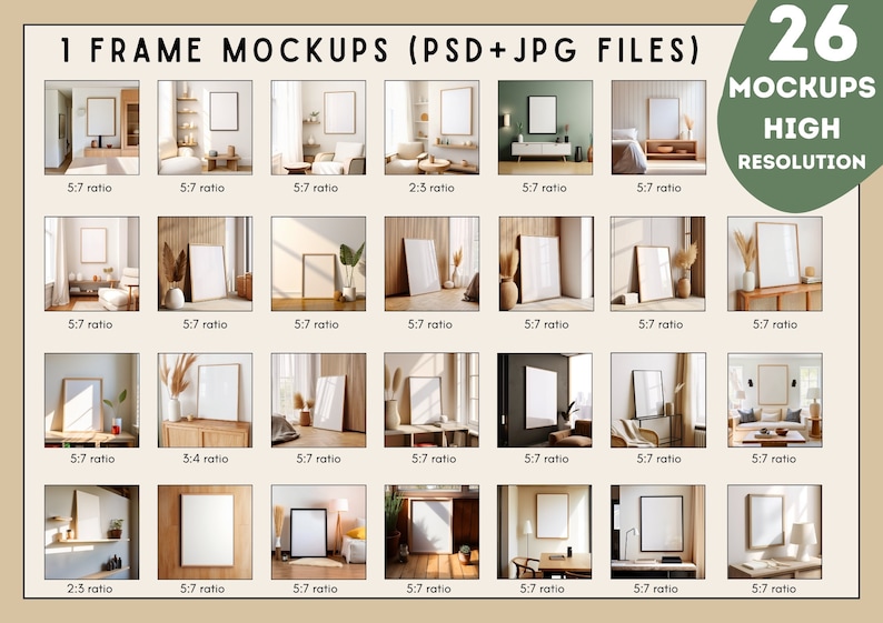 Frames Mockup Bundelset, Frame Mockup Bundel, 150x PSD Muur Mockup Frame, PSD Frames Bundel, Mega Bundel Frames Mockup, Mockup Bundelset afbeelding 3