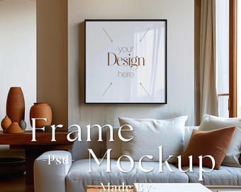 1:1 Wood Frame Mockup, Square frame mockup, Wood sign mock up, Square wood frame, Poster mockup, Square frame psd, Square mockup