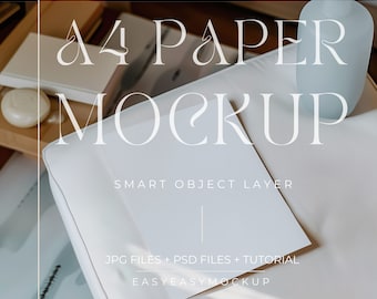A4 Paper Mockup 5x7 Flat Lay | Realistic White Poster and Card for Art Prints, Page Displays | DIN A Poster Mockup, Smart Object Layer PSD