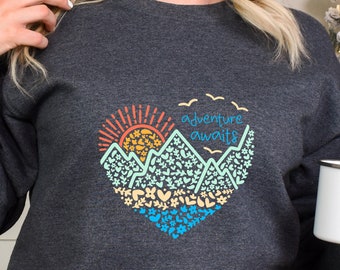 Adventure Awaits Sweatshirt, Vacation Hoodie, Camping Sweater, Nature Lover Hoodie, Travel Shirt, Adventure Shirt, Hiking Shirt, Forest Tee