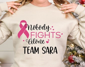 Custom Breast Cancer Awareness Team Sweatshirt, Pink Ribbon Support