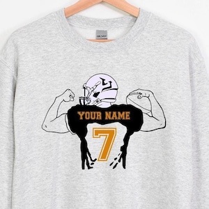 Custom Football Sweatshirt, Football Player Sweatshirt, Football Player Silhouette Sweatshirt, Game Day Sweatshirt, Football Lover Crewneck
