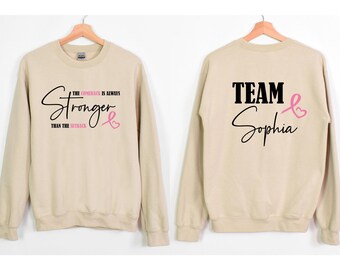 Custom Breast Cancer Sweatshirt, Pink Ribbon Sweatshirt, Cancer Awareness Hoodie, Breast Cancer Survivor, Hope Sweater, Team Cancer Sweater