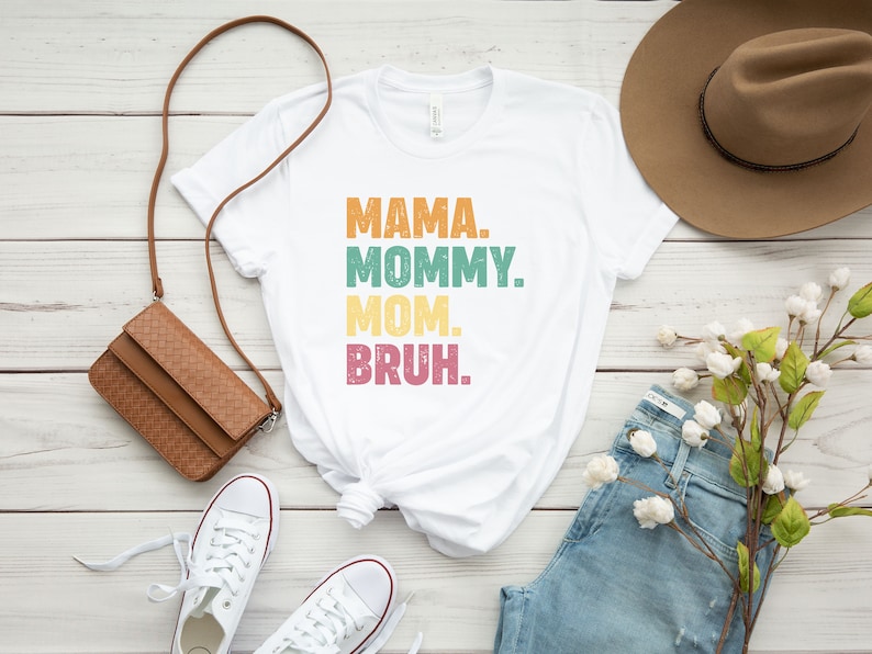 Mama Mommy Mom Bruh Shirt, Retro Mama T-Shirt, Mothers Day Gift, Funny Mom Shirt, Mom Life Tee, Gift for Her, Motherhood Top, Bruh Mom Gift image 2