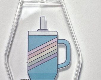 Llavero de motel retro con taza estilo "Stanley"