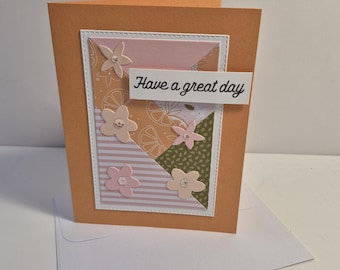 Tarjeta de flores 3D, tarjeta de felicitación hecha a mano