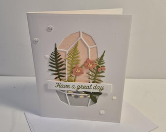Tarjeta de terrario 3D: Tarjeta de felicitación en blanco hecha a mano