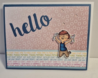 Tarjeta de saludos hecha a mano con adornos 3D