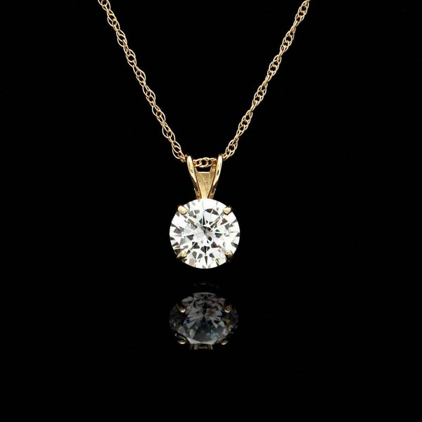 0.50 Ct Round Cut Simulated Diamond Gold Plated 925 Sterling Silver Pendant