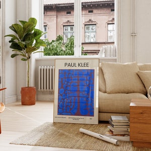 Kobalt Blau Poster, Künstler Ausstellungsposter, Cool Girl Blau Kunstdruck, druckbare Wandkunst, Vintage Mid Century Wandkunst, Minimal Kunst