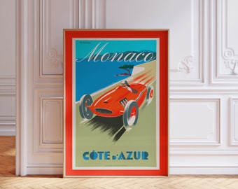 Monaco F1 Poster, Vintage Monaco Wall Art, Trendy Aesthetic Room Decor, Retro Racing Coastal Aesthetic Poster, Cool Girl Aesthetic Art Print