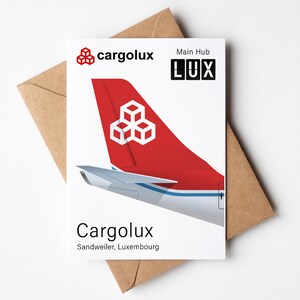 Cargolux biglietto d'auguri, Cargolux cartolina minimalista 5 x 7 pollici (12,7 x 17,78 cm)
