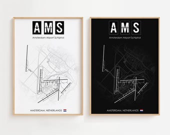 Amsterdam Airport Poster, Netherlands Print Minimalistic, Gift Decor [UNFRAMED]