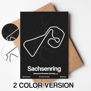 Sachsenring Rennstrecke Grußkarte, Germany Postkarte Minimalistisch 5 x 7 in (12,7 x 17,78 cm)