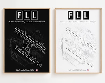 Fort Lauderdale–Hollywood Airport Poster, USA Airport Print Minimalistic, Gift Decor [UNFRAMED]