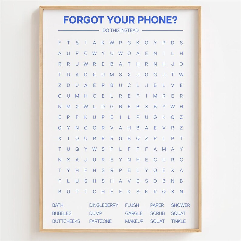 Bathroom Word Search Poster, Bathroom Word Search Print Minimalistic ...