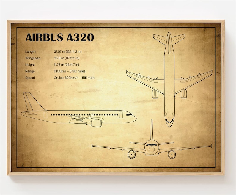 Airbus A320 Poster, Airbus A320 Print Custom Airplane UNFRAMED Etsy