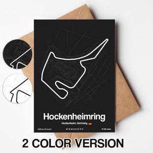 Wenskaart Hockenheimring Circuit, Duitsland Circuit ansichtkaart minimalistisch 5 x 7 in (12,7 x 17,78 cm)