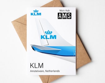 KLM Greeting Card, KLM Postcard Minimalistic 5x7in (12.7x17,78cm)