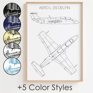 Aero L-29 Delfin ブループリント ポスター、Aero L-29 Delfin 特許ウォール アート ミニマル、ギフト デコレーション [フレームなし]