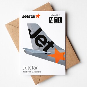 Tarjeta de felicitación Jetstar, postal minimalista Jetstar de 12,7 x 17,78 cm (5 x 7 pulgadas)