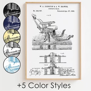 Dentist Chair Blueprint Poster, Dentist Chair Patent Wall Art Minimalistic, Gift Decor [UNFRAMED]