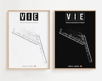 Póster del aeropuerto de Viena, Austria, impresión minimalista, decoración de regalo [SIN MARCO]