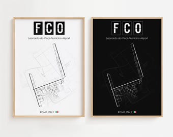 Póster del aeropuerto de Roma, impresión minimalista de Italia, decoración de regalo [SIN MARCO]