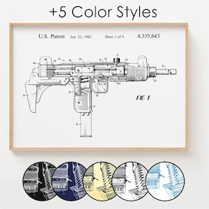 Poster Uzi Blueprint, poster da parete con brevetto Uzi minimalista, decorazione regalo [SENZA CORNICE]