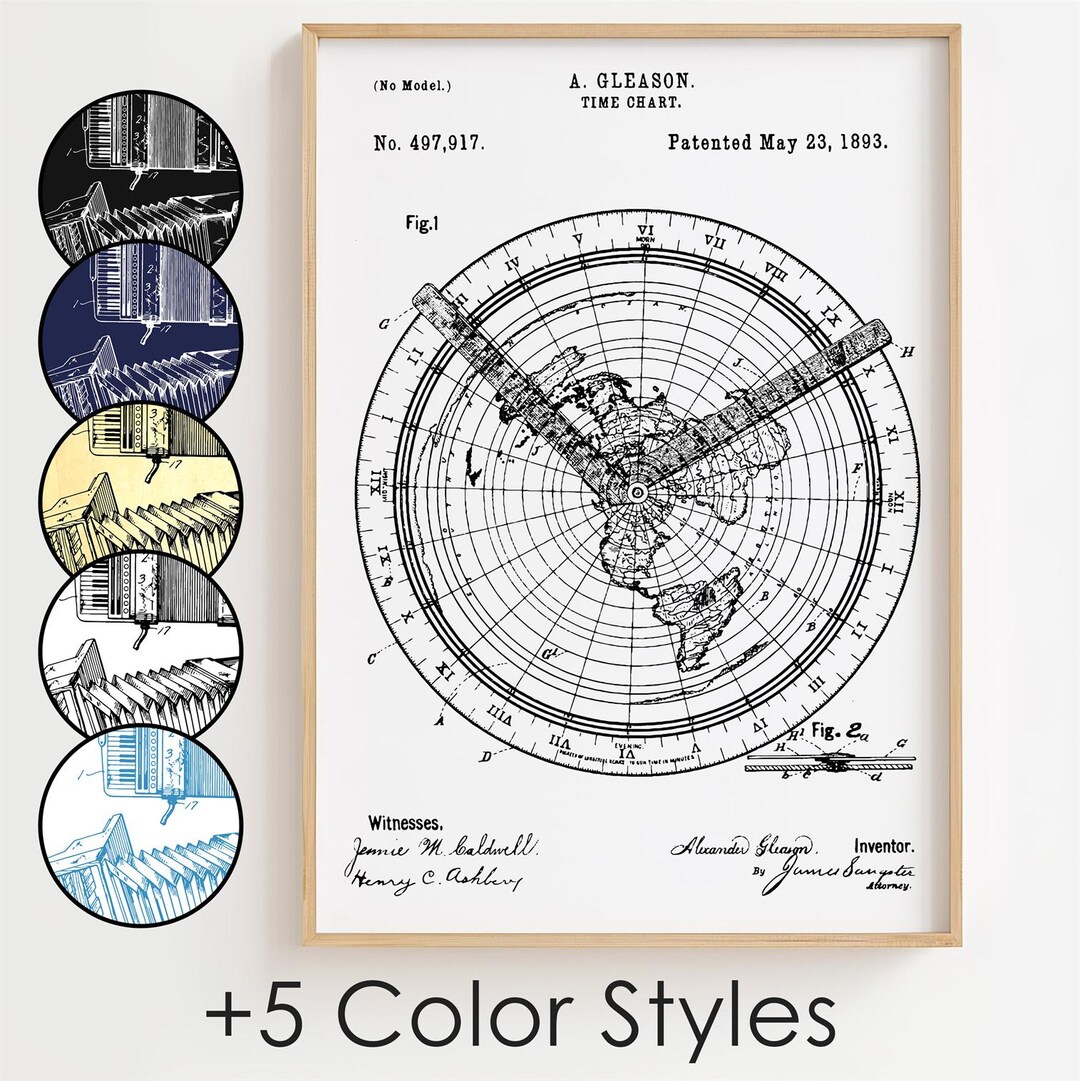 Time Chart Blueprint Poster, Time Chart Patent Wall Art Minimalistic ...