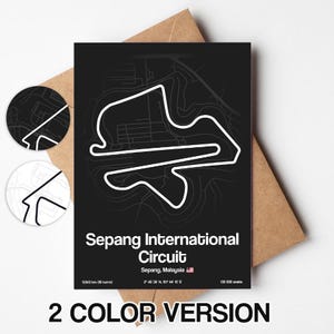 Sepang International Circuit-wenskaart, Maleisië Circuit ansichtkaart minimalistisch 5 x 7 in (12,7 x 17,78 cm)