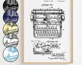 Affiche de brevet de machine à écrire, décoration murale minimaliste, cadeau [SANS CADRE]