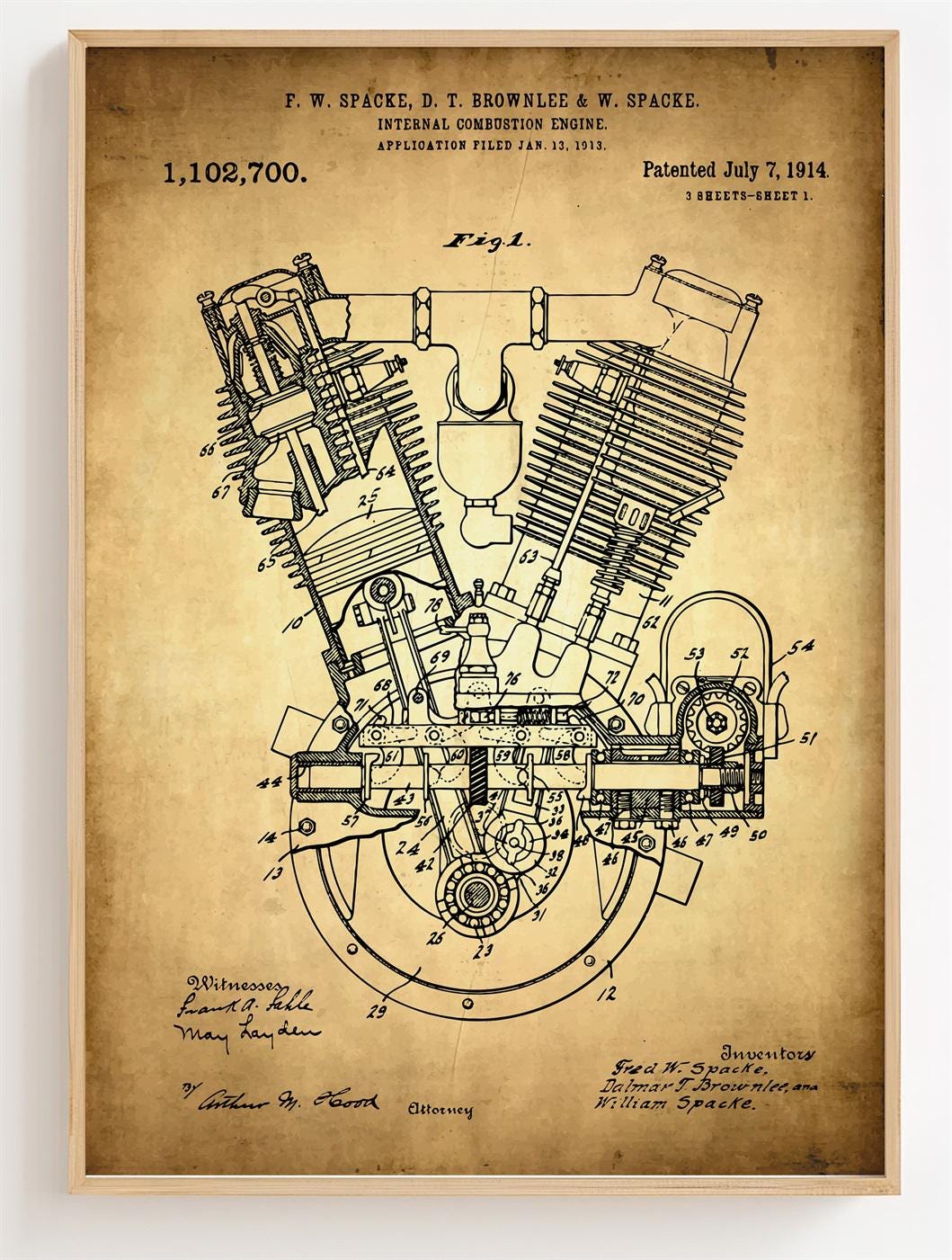 Combustion Engine Blueprint Poster, Combustion Engine Patent Wall Art ...