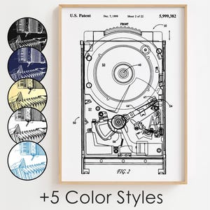 Hard Drive Blueprint Poster, Hard Drive Patent Wall Art Minimalistic, Gift Decor [UNFRAMED]
