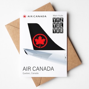 Air Canada Greeting Card, Air Canada Postcard Minimalistic 5x7in (12.7x17,78cm)
