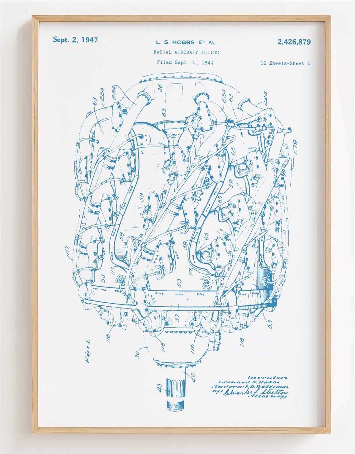 Radial Aircraft Engine Blueprint Poster, Radial Aircraft Engine Patent ...