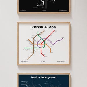 Vienna U-Bahn Metro Poster, Austria Subway Print Minimalistic, Wall Art Gift Decor [UNFRAMED]