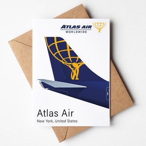 Biglietto d'auguri Atlas Air, cartolina Atlas Air minimalista 5 x 7 pollici (12,7 x 17,78 cm)