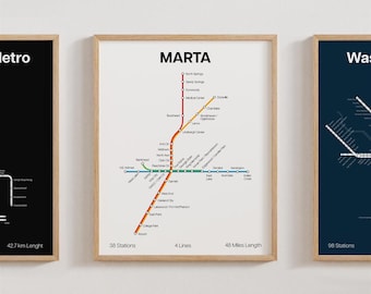 Atlanta Marta Metro Poster, USA Subway Print Minimalistic, Wall Art Gift Decor [UNFRAMED]