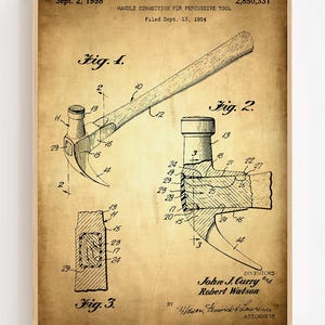 Hammer Blueprint Poster, Hammer Patent Wall Art Minimalistic, Gift ...