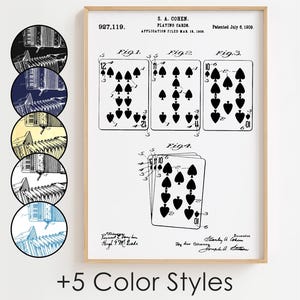 Cartaz de projeto de cartas de jogar, arte de parede patenteada de cartas de jogar minimalista, decoração de presente [SEM MOLDURA]