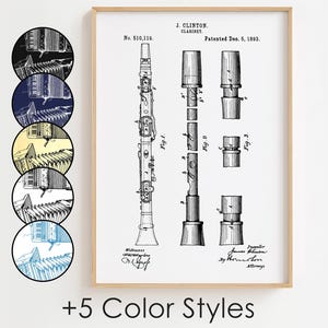 Clarinet Blueprint Poster, Clarinet Patent Wall Art Minimalistic, Gift Decor [UNFRAMED]
