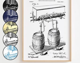 Beer Chiller Blueprint Poster, Beer Chiller Patent Wall Art Minimalistic, Gift Decor [UNFRAMED]