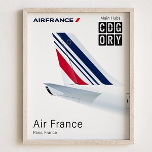 Air France-poster, Air France-print staartvlak minimalistisch [INGELIJST]