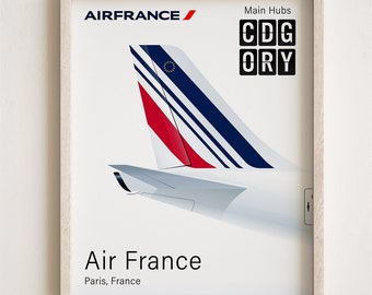 Air France Poster,  Air France Print Tailplane Minimalistic [UNFRAMED]