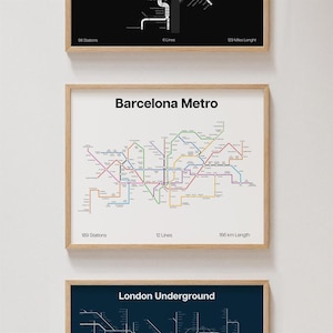 Affiche du métro de Barcelone, impression du métro d'Espagne minimaliste, art mural, décoration cadeau [SANS CADRE]