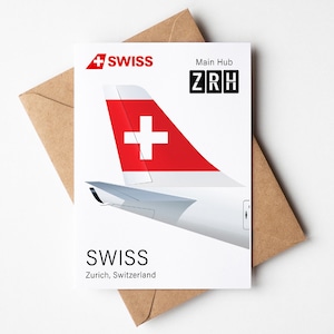 Schweizer Grußkarte, Schweizer Postkarte, Minimalistisch, 5 x 7 in (12,7 x 17,78 cm)